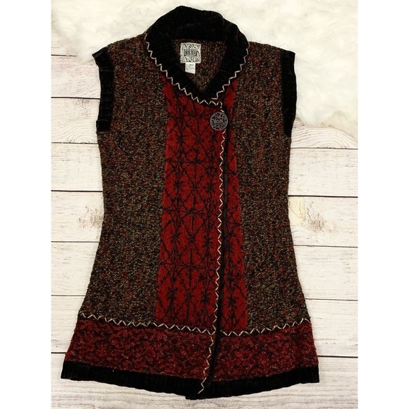 Vintage Clio Medium 8/10 Ramie Boho Chenille & Boucle Knit Sleeveless Sweater - Picture 1 of 3